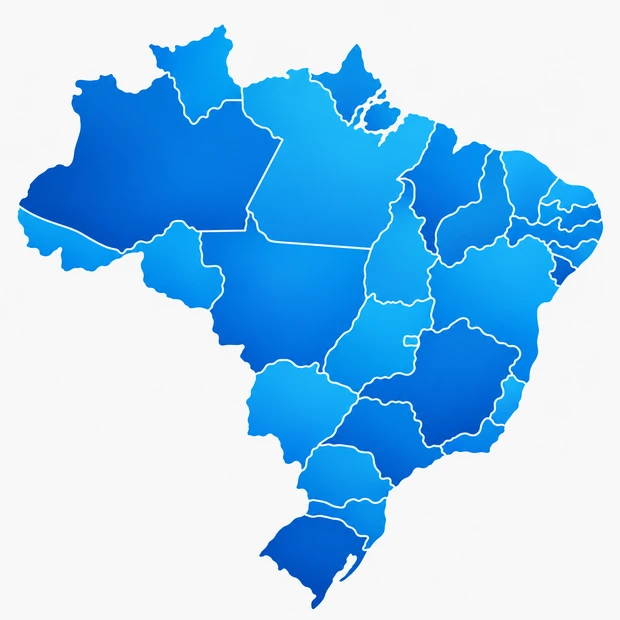 Ilustração moderna do mapa do Brasil em tons de azul
