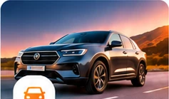 Automóvel em estrada ao pôr do sol